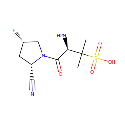 CC(C)([C@H](N)C(=O)N1C[C@@H](F)C[C@H]1C#N)S(=O)(=O)O ZINC000028566266