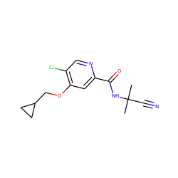 CC(C)(C#N)NC(=O)c1cc(OCC2CC2)c(Cl)cn1 ZINC000149214934