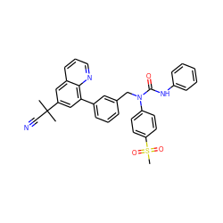 CC(C)(C#N)c1cc(-c2cccc(CN(C(=O)Nc3ccccc3)c3ccc(S(C)(=O)=O)cc3)c2)c2ncccc2c1 ZINC000036268822