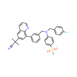 CC(C)(C#N)c1cc(-c2cccc(CN(Cc3ccc(F)cc3)c3ccc(S(C)(=O)=O)cc3)c2)c2ncccc2c1 ZINC000036268846