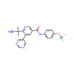 CC(C)(C#N)c1ncc(C(=O)Nc2ccc(OC(F)(F)F)cc2)cc1-c1cncnc1 ZINC000205441656