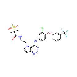 CC(C)(C(=O)NCCn1ccc2ncnc(Nc3ccc(Oc4cccc(C(F)(F)F)c4)c(Cl)c3)c21)S(C)(=O)=O ZINC000014211520