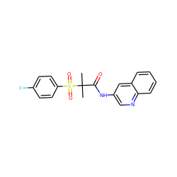 CC(C)(C(=O)Nc1cnc2ccccc2c1)S(=O)(=O)c1ccc(F)cc1 ZINC000040875260