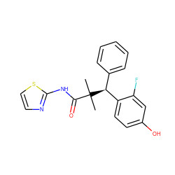 CC(C)(C(=O)Nc1nccs1)[C@@H](c1ccccc1)c1ccc(O)cc1F ZINC000072109960