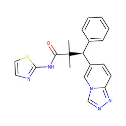 CC(C)(C(=O)Nc1nccs1)[C@@H](c1ccccc1)c1ccc2nncn2c1 ZINC000096284252