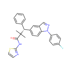 CC(C)(C(=O)Nc1nccs1)[C@H](c1ccccc1)c1ccc2c(cnn2-c2ccc(F)cc2)c1 ZINC000096283943