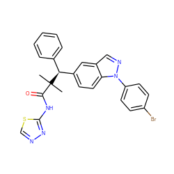 CC(C)(C(=O)Nc1nncs1)[C@@H](c1ccccc1)c1ccc2c(cnn2-c2ccc(Br)cc2)c1 ZINC000096283985