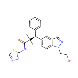 CC(C)(C(=O)Nc1nncs1)[C@@H](c1ccccc1)c1ccc2c(cnn2CCO)c1 ZINC000096283925