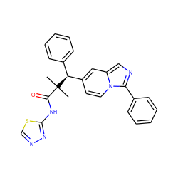 CC(C)(C(=O)Nc1nncs1)[C@@H](c1ccccc1)c1ccn2c(-c3ccccc3)ncc2c1 ZINC000096284238