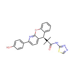 CC(C)(C(=O)Nc1nncs1)[C@@H]1c2ccccc2Oc2nc(-c3ccc(O)cc3)ccc21 ZINC000073140034