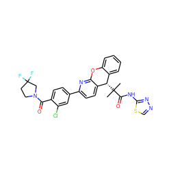 CC(C)(C(=O)Nc1nncs1)[C@H]1c2ccccc2Oc2nc(-c3ccc(C(=O)N4CCC(F)(F)C4)c(Cl)c3)ccc21 ZINC000073159133