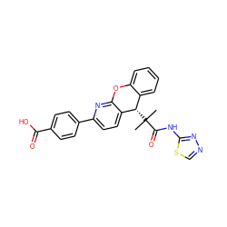 CC(C)(C(=O)Nc1nncs1)[C@H]1c2ccccc2Oc2nc(-c3ccc(C(=O)O)cc3)ccc21 ZINC000073165565