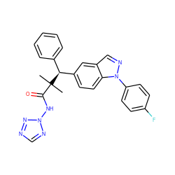 CC(C)(C(=O)Nn1ncnn1)[C@@H](c1ccccc1)c1ccc2c(cnn2-c2ccc(F)cc2)c1 ZINC000096283950