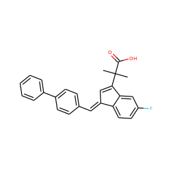 CC(C)(C(=O)O)C1=C/C(=C\c2ccc(-c3ccccc3)cc2)c2ccc(F)cc21 ZINC000084710012