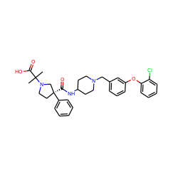 CC(C)(C(=O)O)N1CC[C@](C(=O)NC2CCN(Cc3cccc(Oc4ccccc4Cl)c3)CC2)(c2ccccc2)C1 ZINC000036184914