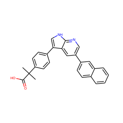 CC(C)(C(=O)O)c1ccc(-c2c[nH]c3ncc(-c4ccc5ccccc5c4)cc23)cc1 ZINC000043069232