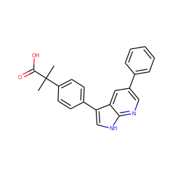 CC(C)(C(=O)O)c1ccc(-c2c[nH]c3ncc(-c4ccccc4)cc23)cc1 ZINC000042966686