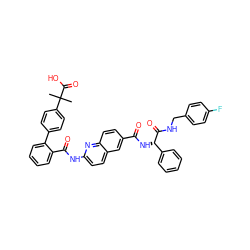 CC(C)(C(=O)O)c1ccc(-c2ccccc2C(=O)Nc2ccc3cc(C(=O)N[C@H](C(=O)NCc4ccc(F)cc4)c4ccccc4)ccc3n2)cc1 ZINC000095560800