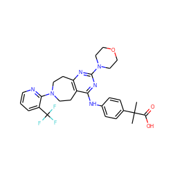 CC(C)(C(=O)O)c1ccc(Nc2nc(N3CCOCC3)nc3c2CCN(c2ncccc2C(F)(F)F)CC3)cc1 ZINC000064549658