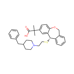 CC(C)(C(=O)O)c1ccc2c(c1)[C@@H](SCCN1CCC(Cc3ccccc3)CC1)c1ccccc1CO2 ZINC000001551032