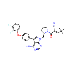 CC(C)(C)/C=C(\C#N)C(=O)N1CCC[C@@H]1Cn1cc(-c2ccc(Oc3cccc(F)c3F)cc2)c2c(N)ncnc21 ZINC000148831316