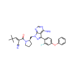 CC(C)(C)/C=C(\C#N)C(=O)N1CCC[C@@H]1Cn1nc(-c2ccc(Oc3ccccc3)cc2F)c2c(N)ncnc21 ZINC000149842438