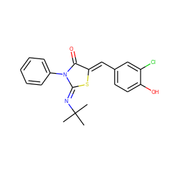 CC(C)(C)/N=C1\S/C(=C\c2ccc(O)c(Cl)c2)C(=O)N1c1ccccc1 ZINC000049088473