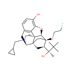 CC(C)(C)[C@@](C)(O)[C@H]1C[C@@]23CC[C@]1(OCCF)[C@@H]1Oc4c(O)ccc5c4[C@@]12CCN(CC1CC1)[C@@H]3C5 ZINC000169352543