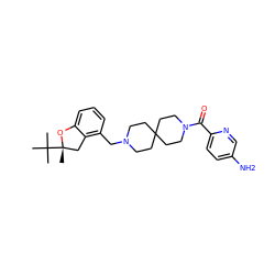 CC(C)(C)[C@@]1(C)Cc2c(CN3CCC4(CC3)CCN(C(=O)c3ccc(N)cn3)CC4)cccc2O1 ZINC000045258501