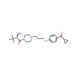 CC(C)(C)[C@@H](N)C(=O)N1CCN(CCCOc2ccc(C(=O)C3CC3)cc2)CC1 ZINC000013444832