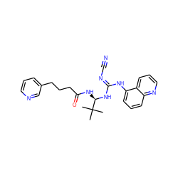 CC(C)(C)[C@@H](NC(=O)CCCc1cccnc1)N/C(=N/C#N)Nc1cccc2ncccc12 ZINC000100079371