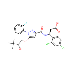 CC(C)(C)[C@@H](O)COc1cc(C(=O)N[C@@H](CC(=O)O)c2ccc(Cl)cc2Cl)nn1-c1ccccc1F ZINC000095556199