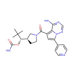 CC(C)(C)[C@@H](OC(N)=O)[C@@H]1CCN(C(=O)c2cc(-c3ccncc3)n3ncnc(N)c23)C1 ZINC000169704056