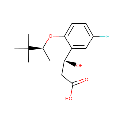 CC(C)(C)[C@@H]1C[C@@](O)(CC(=O)O)c2cc(F)ccc2O1 ZINC000013456260