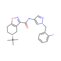 CC(C)(C)[C@@H]1CCc2onc(C(=O)Nc3cnn(Cc4ccccc4I)c3)c2C1 ZINC000029054947