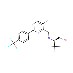 CC(C)(C)[C@H](CO)NCc1nc(-c2ccc(C(F)(F)F)cc2)ccc1F ZINC000204413701