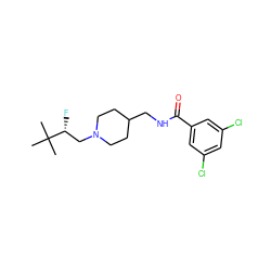 CC(C)(C)[C@H](F)CN1CCC(CNC(=O)c2cc(Cl)cc(Cl)c2)CC1 ZINC000040956681