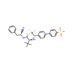 CC(C)(C)[C@H](N[C@@H](c1ccc(-c2ccc(S(C)(=O)=O)cc2)cc1)C(F)(F)F)C(=O)N[C@H](C#N)Cc1ccccc1 ZINC000064549912