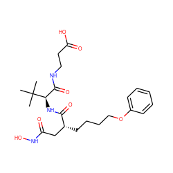 CC(C)(C)[C@H](NC(=O)[C@H](CCCCOc1ccccc1)CC(=O)NO)C(=O)NCCC(=O)O ZINC000013742005