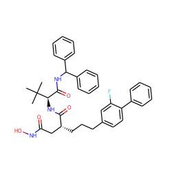 CC(C)(C)[C@H](NC(=O)[C@H](CCCc1ccc(-c2ccccc2)c(F)c1)CC(=O)NO)C(=O)NC(c1ccccc1)c1ccccc1 ZINC000027649203