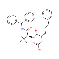 CC(C)(C)[C@H](NC(=O)[C@H](CCCc1ccccc1)CC(=O)O)C(=O)NC(c1ccccc1)c1ccccc1 ZINC000027648634