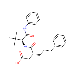 CC(C)(C)[C@H](NC(=O)[C@H](CCCc1ccccc1)CC(=O)O)C(=O)Nc1ccccc1 ZINC000027643989