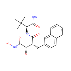 CC(C)(C)[C@H](NC(=O)[C@H](Cc1ccc2ccccc2c1)[C@H](O)C(=O)NO)C(N)=O ZINC000026936263