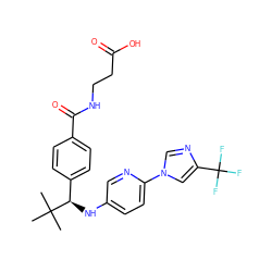 CC(C)(C)[C@H](Nc1ccc(-n2cnc(C(F)(F)F)c2)nc1)c1ccc(C(=O)NCCC(=O)O)cc1 ZINC000096170580