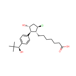 CC(C)(C)[C@H](O)c1ccc([C@H]2[C@H](O)C[C@@H](Cl)[C@@H]2CCCCCCC(=O)O)cc1 ZINC000137014438