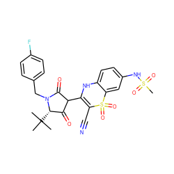 CC(C)(C)[C@H]1C(=O)C(C2=C(C#N)S(=O)(=O)c3cc(NS(C)(=O)=O)ccc3N2)C(=O)N1Cc1ccc(F)cc1 ZINC000043172195