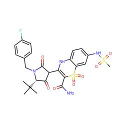 CC(C)(C)[C@H]1C(=O)C(C2=C(C(N)=O)S(=O)(=O)c3cc(NS(C)(=O)=O)ccc3N2)C(=O)N1Cc1ccc(F)cc1 ZINC000049679075