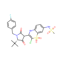 CC(C)(C)[C@H]1C(=O)C(C2=C(Cl)S(=O)(=O)c3cc(NS(C)(=O)=O)ccc3N2)C(=O)N1Cc1ccc(F)cc1 ZINC000049723380