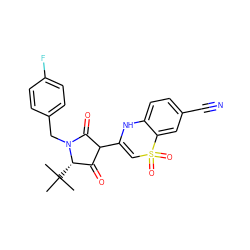 CC(C)(C)[C@H]1C(=O)C(C2=CS(=O)(=O)c3cc(C#N)ccc3N2)C(=O)N1Cc1ccc(F)cc1 ZINC000101294424