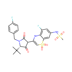 CC(C)(C)[C@H]1C(=O)C(C2=CS(=O)(=O)c3cc(NS(C)(=O)=O)cc(F)c3N2)C(=O)N1Cc1ccc(F)cc1 ZINC000101294463